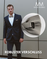 Massi Morino Fliege mit Einstecktuch Set Herren inkl. verstellbarer Schleife und Geschenkbox - Herren Fliegenset zur Hochzeit