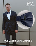 Massi Morino Fliege mit Einstecktuch Set Herren inkl. verstellbarer Schleife und Geschenkbox - Herren Fliegenset zur Hochzeit