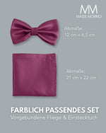 Massi Morino Fliege mit Einstecktuch Set Herren inkl. verstellbarer Schleife und Geschenkbox - Herren Fliegenset zur Hochzeit