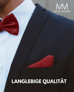 Massi Morino Fliege mit Einstecktuch Set Herren inkl. verstellbarer Schleife und Geschenkbox - Herren Fliegenset zur Hochzeit