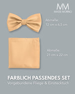 Massi Morino Fliege mit Einstecktuch Set Herren inkl. verstellbarer Schleife und Geschenkbox - Herren Fliegenset zur Hochzeit