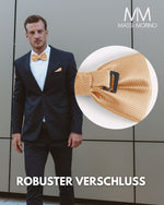 Massi Morino Fliege mit Einstecktuch Set Herren inkl. verstellbarer Schleife und Geschenkbox - Herren Fliegenset zur Hochzeit
