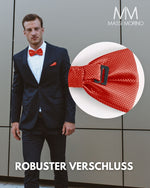 Massi Morino Fliege mit Einstecktuch Set Herren inkl. verstellbarer Schleife und Geschenkbox - Herren Fliegenset zur Hochzeit