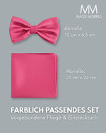 Massi Morino Fliege mit Einstecktuch Set Herren inkl. verstellbarer Schleife und Geschenkbox - Herren Fliegenset zur Hochzeit