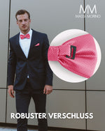 Massi Morino Fliege mit Einstecktuch Set Herren inkl. verstellbarer Schleife und Geschenkbox - Herren Fliegenset zur Hochzeit