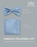 Massi Morino Fliege mit Einstecktuch Set Herren inkl. verstellbarer Schleife und Geschenkbox - Herren Fliegenset zur Hochzeit