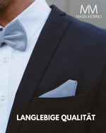 Massi Morino Fliege mit Einstecktuch Set Herren inkl. verstellbarer Schleife und Geschenkbox - Herren Fliegenset zur Hochzeit