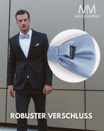 Massi Morino Fliege mit Einstecktuch Set Herren inkl. verstellbarer Schleife und Geschenkbox - Herren Fliegenset zur Hochzeit