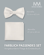 Massi Morino Fliege mit Einstecktuch Set Herren inkl. verstellbarer Schleife und Geschenkbox - Herren Fliegenset zur Hochzeit