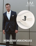 Massi Morino Fliege mit Einstecktuch Set Herren inkl. verstellbarer Schleife und Geschenkbox - Herren Fliegenset zur Hochzeit