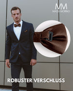 Massi Morino Fliege mit Einstecktuch Set Herren inkl. verstellbarer Schleife und Geschenkbox - Herren Fliegenset zur Hochzeit