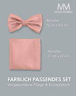 Massi Morino Fliege mit Einstecktuch Set Herren inkl. verstellbarer Schleife und Geschenkbox - Herren Fliegenset zur Hochzeit