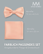 Massi Morino Fliege mit Einstecktuch Set Herren inkl. verstellbarer Schleife und Geschenkbox - Herren Fliegenset zur Hochzeit