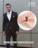 Massi Morino Fliege mit Einstecktuch Set Herren inkl. verstellbarer Schleife und Geschenkbox - Herren Fliegenset zur Hochzeit