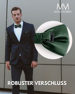 Massi Morino Fliege mit Einstecktuch Set Herren inkl. verstellbarer Schleife und Geschenkbox - Herren Fliegenset zur Hochzeit