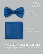 Massi Morino Fliege mit Einstecktuch Set Herren inkl. verstellbarer Schleife und Geschenkbox - Herren Fliegenset zur Hochzeit