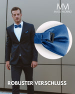 Massi Morino Fliege mit Einstecktuch Set Herren inkl. verstellbarer Schleife und Geschenkbox - Herren Fliegenset zur Hochzeit