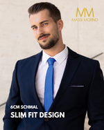 Massi Morino Schmale Krawatte für Herren, 6 cm, Slim Fit, Uni einfarbig - Schlips für Anzug, Business und Hochzeit
