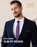 Massi Morino Schmale Krawatte für Herren, 6 cm, Slim Fit, Uni einfarbig - Schlips für Anzug, Business und Hochzeit