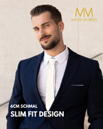 Massi Morino Schmale Krawatte für Herren, 6 cm, Slim Fit, Uni einfarbig - Schlips für Anzug, Business und Hochzeit