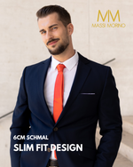 Massi Morino Schmale Krawatte für Herren, 6 cm, Slim Fit, Uni einfarbig - Schlips für Anzug, Business und Hochzeit