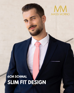 Massi Morino Schmale Krawatte für Herren, 6 cm, Slim Fit, Uni einfarbig - Schlips für Anzug, Business und Hochzeit