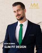 Massi Morino Schmale Krawatte für Herren, 6 cm, Slim Fit, Uni einfarbig - Schlips für Anzug, Business und Hochzeit
