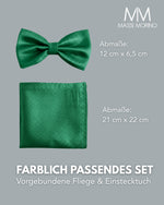 Massi Morino Fliege mit Einstecktuch Set Herren inkl. verstellbarer Schleife und Geschenkbox - Herren Fliegenset zur Hochzeit