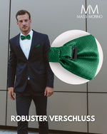 Massi Morino Fliege mit Einstecktuch Set Herren inkl. verstellbarer Schleife und Geschenkbox - Herren Fliegenset zur Hochzeit