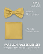 Massi Morino Fliege mit Einstecktuch Set Herren inkl. verstellbarer Schleife und Geschenkbox - Herren Fliegenset zur Hochzeit
