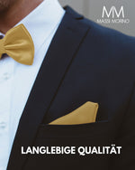 Massi Morino Fliege mit Einstecktuch Set Herren inkl. verstellbarer Schleife und Geschenkbox - Herren Fliegenset zur Hochzeit
