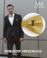 Massi Morino Fliege mit Einstecktuch Set Herren inkl. verstellbarer Schleife und Geschenkbox - Herren Fliegenset zur Hochzeit