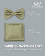 Massi Morino Fliege mit Einstecktuch Set Herren inkl. verstellbarer Schleife und Geschenkbox - Herren Fliegenset zur Hochzeit