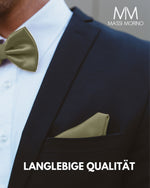 Massi Morino Fliege mit Einstecktuch Set Herren inkl. verstellbarer Schleife und Geschenkbox - Herren Fliegenset zur Hochzeit