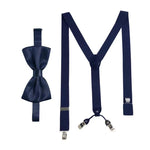 Massi Morino Hosenträger mit Fliege Set Herren und Damen inkl. verstellbarer Fliege und Geschenkbox - Y-Form Hosenträger zur Hochzeit