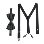 Massi Morino Hosenträger mit Fliege Set Herren und Damen inkl. verstellbarer Fliege und Geschenkbox - Y-Form Hosenträger zur Hochzeit