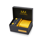 Massi Morino Krawatte mit Einstecktuch Set Herren inkl. Manschettenknöpfe, Krawattennadel und Geschenkbox - Männer Krawattenset zur Hochzeit