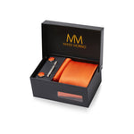 Massi Morino Krawatte mit Einstecktuch Set Herren inkl. Manschettenknöpfe, Krawattennadel und Geschenkbox - Männer Krawattenset zur Hochzeit