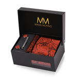 Massi Morino Krawatte mit Einstecktuch Set Herren inkl. Manschettenknöpfe, Krawattennadel und Geschenkbox - Männer Krawattenset zur Hochzeit