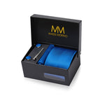 Massi Morino Krawatte mit Einstecktuch Set Herren inkl. Manschettenknöpfe, Krawattennadel und Geschenkbox - Männer Krawattenset zur Hochzeit