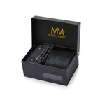 Massi Morino Krawatte mit Einstecktuch Set Herren inkl. Manschettenknöpfe, Krawattennadel und Geschenkbox - Männer Krawattenset zur Hochzeit