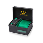 Massi Morino Krawatte mit Einstecktuch Set Herren inkl. Manschettenknöpfe, Krawattennadel und Geschenkbox - Männer Krawattenset zur Hochzeit