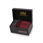 Massi Morino Krawatte mit Einstecktuch Set Herren inkl. Manschettenknöpfe, Krawattennadel und Geschenkbox - Männer Krawattenset zur Hochzeit