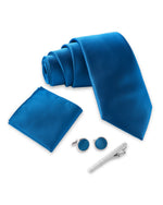 Massi Morino Krawatte mit Einstecktuch Set Herren inkl. Manschettenknöpfe, Krawattennadel und Geschenkbox - Männer Krawattenset zur Hochzeit