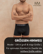 Massi Morino Boxershorts Herren Baumwolle Schwarz - Unterhosen mit breitem Gummibund, ohne Etikett, atmungsaktiv (S–4XL) - Einzeln, 6er- oder 10er-Pack