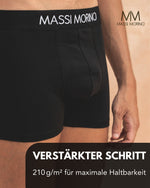 Massi Morino Boxershorts Herren Baumwolle Schwarz - Unterhosen mit breitem Gummibund, ohne Etikett, atmungsaktiv (S–4XL) - Einzeln, 6er- oder 10er-Pack