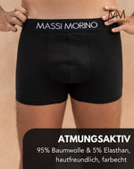Massi Morino Boxershorts Herren Baumwolle Schwarz - Unterhosen mit breitem Gummibund, ohne Etikett, atmungsaktiv (S–4XL) - Einzeln, 6er- oder 10er-Pack