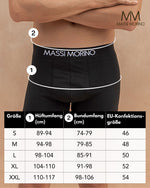 Massi Morino Boxershorts Herren Baumwolle Schwarz - Unterhosen mit breitem Gummibund, ohne Etikett, atmungsaktiv (S–4XL) - Einzeln, 6er- oder 10er-Pack