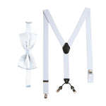 Massi Morino Hosenträger mit Fliege Set Herren und Damen inkl. verstellbarer Fliege und Geschenkbox - Y-Form Hosenträger zur Hochzeit
