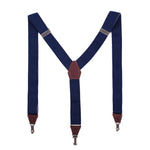 Massi Morino HosenträHerren 3,5 cm mit Echtleder - Y-Form Suspenders elastisch verstellbar inkl. Geschenkbox